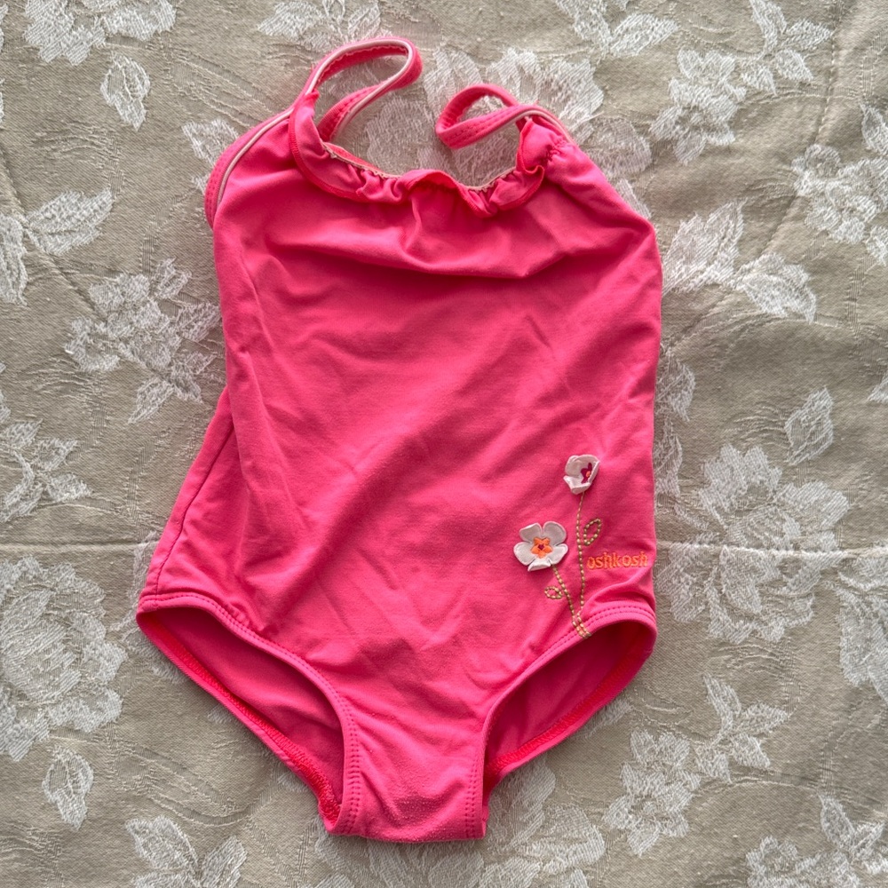 OshKosh B'gosh Vibrant Pink / coral One Piece Swimsuit bathing suit 24 month
